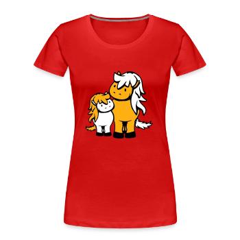 2 Mignon Chevaux Enfant Famille Maman Papa Maman Père - T-shirt bio Premium Femme - bleu marine - Devant - Mia (176cm)