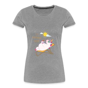 Unicorn relaxing at the beach / Einhorn - Women's Premium Organic T-Shirt - navy - Front - Mia (176cm)