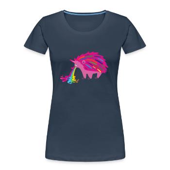 igel ,kotzen,kotzdender igel ,regenbogen,bunt,pink - Frauen Premium Bio T-Shirt - Navy - Vorne - Mia (176cm)