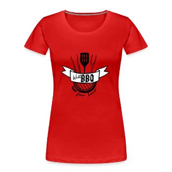 GRILL BEER BBQ GAME PARTY BARBECUE CELEBRATION MOTIF - Women's Premium Organic T-Shirt - navy - Front - Mia (176cm)