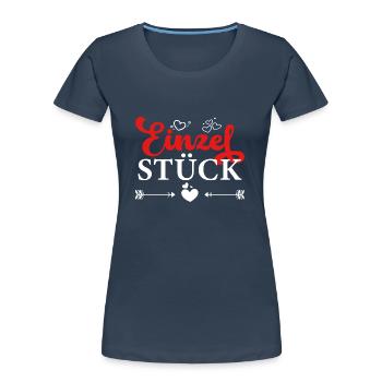 Einzelstück - Frauen Premium Bio T-Shirt - Navy - Vorne - Mia (176cm)