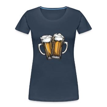 Bierkrug Bier Anstoßen - Frauen Premium Bio T-Shirt - Navy - Vorne - Mia (176cm)