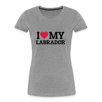 I love my Labrador - Frauen Premium Bio T-Shirt - Navy - Vorne - Mia (176cm)