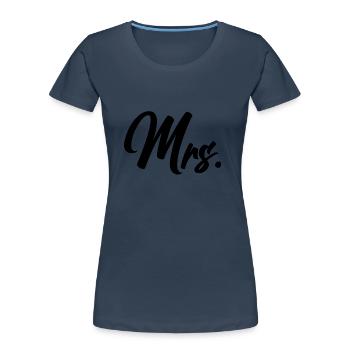 Mme - M. + Mme Duo - T-shirt bio Premium Femme - bleu marine - Devant - Mia (176cm)