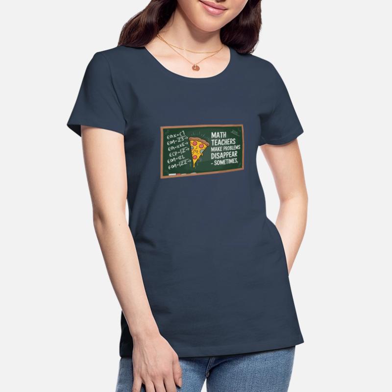 Funny Math Teacher Design Pizza & Problem Solving Women's Premium Organic T-Shirt
