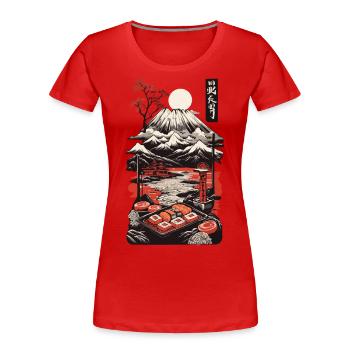 Vintage Ukiyo-E Sushi Aesthetics Food Design - Women's Premium Organic T-Shirt -  - Front - Mia (176cm)