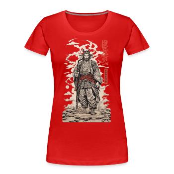 Rétro Samurai Vintage Kanji Movie Poster Art - T-shirt bio Premium Femme - bleu marine - Devant - Mia (176cm)