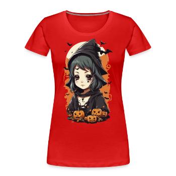 Anime Stil Okkulte kleine Halloween Hexe - Frauen Premium Bio T-Shirt - Navy - Vorne - Mia (176cm)