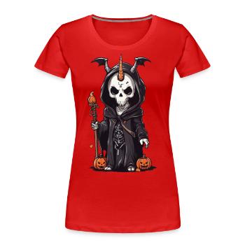 Funny magical skeleton magician on Halloween - Women's Premium Organic T-Shirt - navy - Front - Mia (176cm)