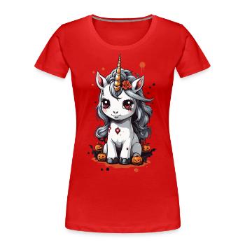 Süßes Halloween Einhorn Grusel und Magie - Frauen Premium Bio T-Shirt - Navy - Vorne - Mia (176cm)