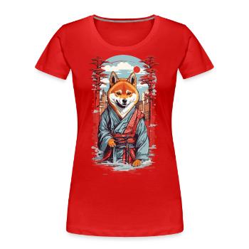 Japon Shiba Dog Chiens asiatiques Esthétique - T-shirt bio Premium Femme - bleu marine - Devant - Mia (176cm)