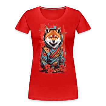 Shiba Aesthetic Retro Japan Dogs Popart Design - Women's Premium Organic T-Shirt - navy - Front - Mia (176cm)