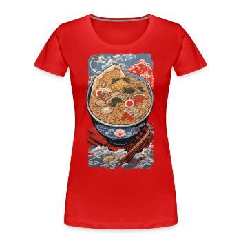 Vintage Ukiyo-E Ramen Nudeln Tokyo Kunst Design - Frauen Premium Bio T-Shirt - Navy - Vorne - Mia (176cm)