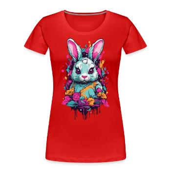 Occulte Gothique Lapin Pastel e-girl Streetwear - T-shirt bio Premium Femme - bleu marine - Devant - Mia (176cm)