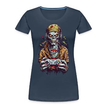 Aesthetic Retro Zombie Gamer Gaming Style - Frauen Premium Bio T-Shirt - Navy - Vorne - Mia (176cm)