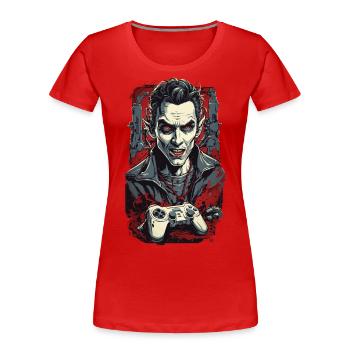 Vampire Ghoul Gamer Design for Halloween - Women's Premium Organic T-Shirt - navy - Front - Mia (176cm)