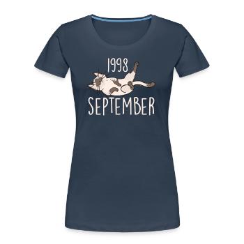 Caption September 1998 Anniversary Gift 1998 - Women's Premium Organic T-Shirt - navy - Front - Mia (176cm)