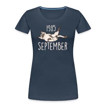 Legend September 1985 Anniversary Gift 1985 - Women's Premium Organic T-Shirt - navy - Front - Mia (176cm)