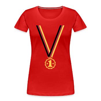 Medaille Platz 1 - Frauen Premium Bio T-Shirt - Navy - Vorne - Mia (176cm)