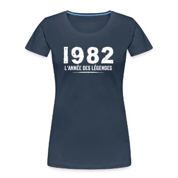 1982 Jahr der Legenden - 1982 Jubiläumsgeschenk - Frauen Premium Bio T-Shirt - Navy - Vorne - Mia (176cm)