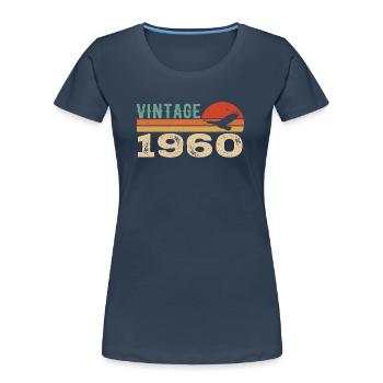 Vintage, 1960er Jahre, Retro, 1960er Jahre, Geburtstagsgeschenk - Frauen Premium Bio T-Shirt - Navy - Vorne - Mia (176cm)