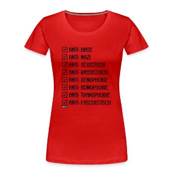 Unity & Respect: Für Gleichheit und gegen Hass - Frauen Premium Bio T-Shirt - Navy - Vorne - Mia (176cm)