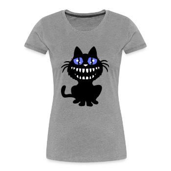 Crazy Monster Cat Halloween Horror Teeth Fun - Women's Premium Organic T-Shirt - navy - Front - Mia (176cm)