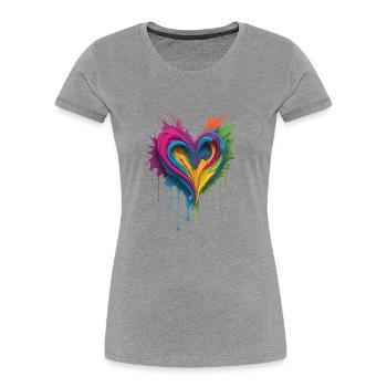 Cœur de peinture liquide - T-shirt bio Premium Femme - bleu marine - Devant - Mia (176cm)