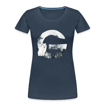 G – decorative character – winter - Women's Premium Organic T-Shirt - navy - Front - Mia (176cm)