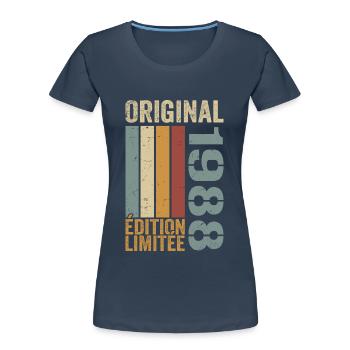 1988 | Édition Limitée cadeau d'anniversaire 1988 - T-shirt bio Premium Femme - bleu marine - Devant - Mia (176cm)