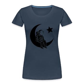 Mann des Mondes - Türkischer Astronaut Design - Frauen Premium Bio T-Shirt - Navy - Vorne - Mia (176cm)