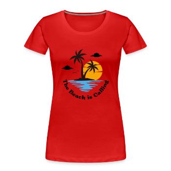 The Beach is calling - Frauen Premium Bio T-Shirt - Navy - Vorne - Mia (176cm)