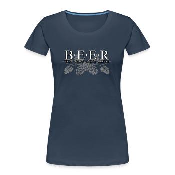 Beer - Brew, Enjoy, Empty, Repeat - Frauen Premium Bio T-Shirt - Navy - Vorne - Mia (176cm)