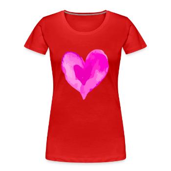 Herz Love Wasserfarben Valentinstag - Frauen Premium Bio T-Shirt - Navy - Vorne - Mia (176cm)