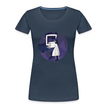 Kreis Design Vogel in einem Feld 003 - Frauen Premium Bio T-Shirt - Navy - Vorne - Mia (176cm)