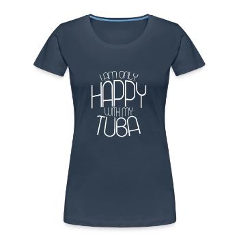 TUBA HEUREUX - T-shirt bio Premium Femme - bleu marine - Devant - Mia (176cm)