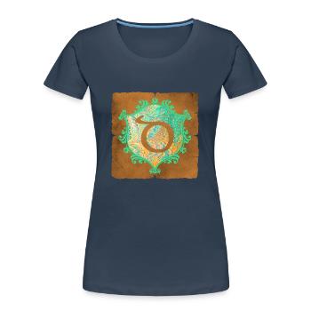 E 36 d - T-shirt bio Premium Femme - bleu marine - Devant - Mia (176cm)