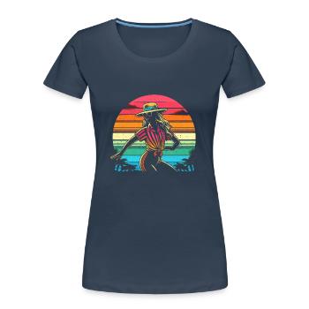 Rétro Vintage danseuse - cadeau danseurs - T-shirt bio Premium Femme - bleu marine - Devant - Mia (176cm)
