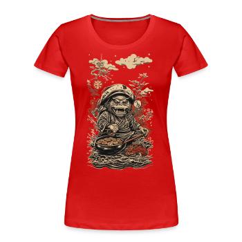 Yokai Ukiyo-E Stil Retro Japanische Kunst - Frauen Premium Bio T-Shirt - Navy - Vorne - Mia (176cm)