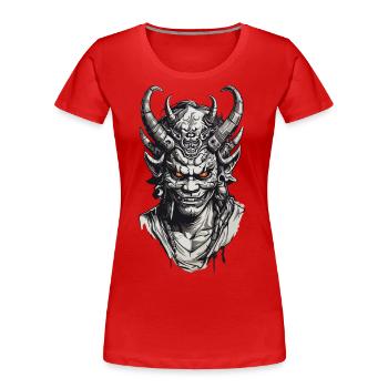 Tradition japonaise des démons Oni à l’occasion d’Halloween - T-shirt bio Premium Femme - bleu marine - Devant - Mia (176cm)