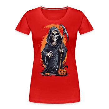Kleiner Halloween Sensenmann lustiger Oktober - Frauen Premium Bio T-Shirt -  - Vorne - Mia (176cm)