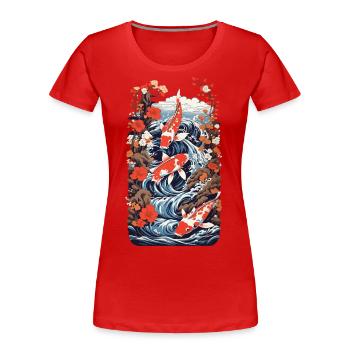 Majestic Koi Ukiyo-E Japan Style - Women's Premium Organic T-Shirt - navy - Front - Mia (176cm)