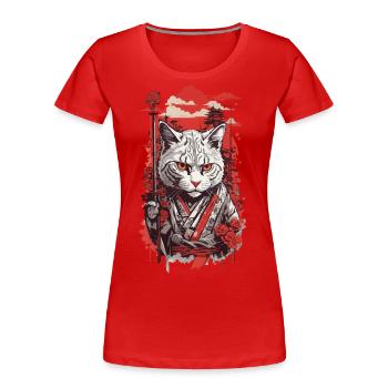Asiatische Katze im Retro Japan Katzen Stil - Frauen Premium Bio T-Shirt - Navy - Vorne - Mia (176cm)