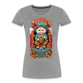 Japanische Glückskatze Ästhetik Streetwear Design - Frauen Premium Bio T-Shirt - Navy - Vorne - Mia (176cm)