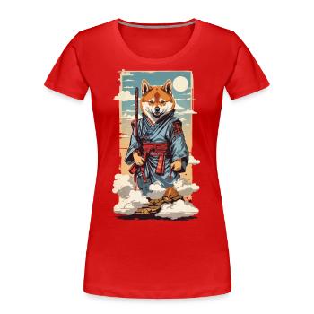 Vintage Shiba Samurai Hund Hundeliebhaber Design - Frauen Premium Bio T-Shirt - Navy - Vorne - Mia (176cm)