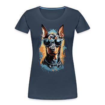 Doberman Dog Streetwear Dog Lover Look - T-shirt bio Premium Femme - bleu marine - Devant - Mia (176cm)