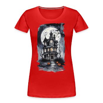Halloween Night Witch House Full Moon Bats - Women's Premium Organic T-Shirt - navy - Front - Mia (176cm)