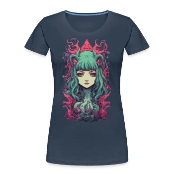 Demon Goth Anime Girl Occult Pastel Design - Women's Premium Organic T-Shirt - navy - Front - Mia (176cm)