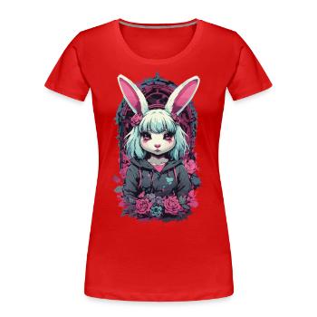 e-Girl Goth Kemonomimi Anime Bunnies Esthétique - T-shirt bio Premium Femme - bleu marine - Devant - Mia (176cm)