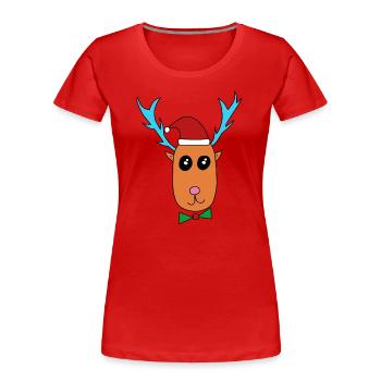 Reindeer celebrates Christmas - Women's Premium Organic T-Shirt - navy - Front - Mia (176cm)